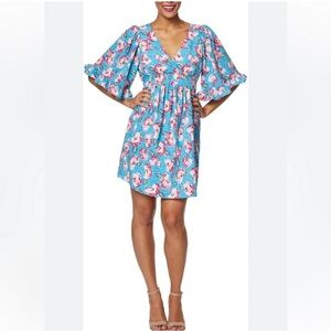 Betsey Johnson FPO1W26 - V-Neck Bell
Short Sleeved Floral Dress Size 10